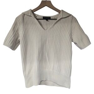 Banana Republic Womens Sailor Collar Short Sleeve Knit Sweater‎ Top Cream Size S